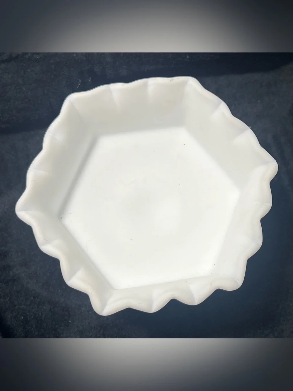 Vintage Imperial Milk Glass Hexagon Shaped Paneled Grape Compote, Circa 1960s